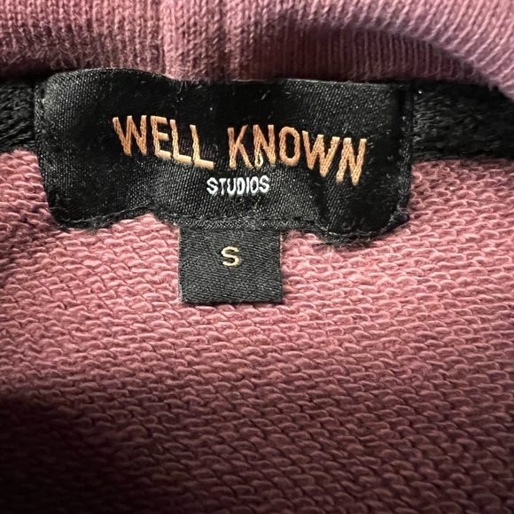 WELL KNOWN STUDIOS MEN’S MAUVE COLORED HOODIE SIZE SMALL PULLOVER STREETWEAR - Picture 6 of 9